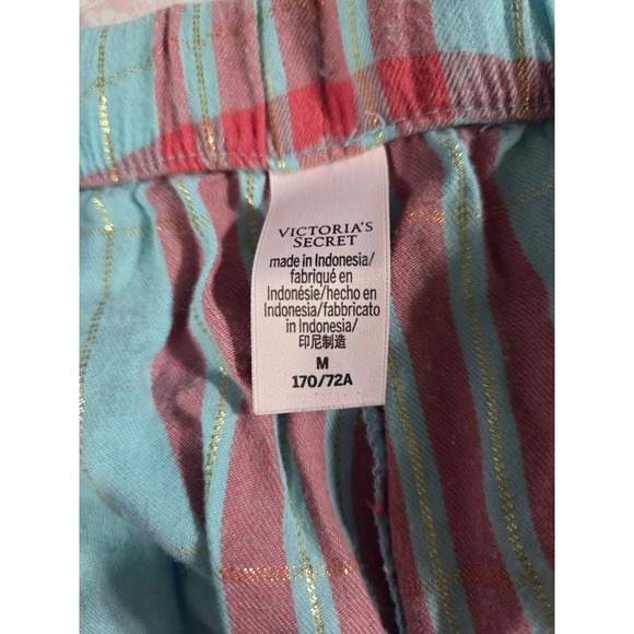Victoria's Secret Pajama Pants Womens Blue Pink Plaid Sleepwear, Medium - Picture 4 of 4